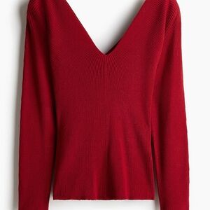 H&M Deep Red V-Neck Sweater